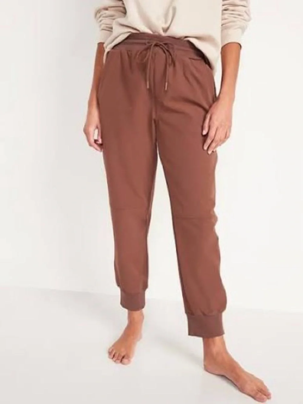NWT Old Navy Stretchtech High Rise Jogger In Trident Maple Brown Size Small